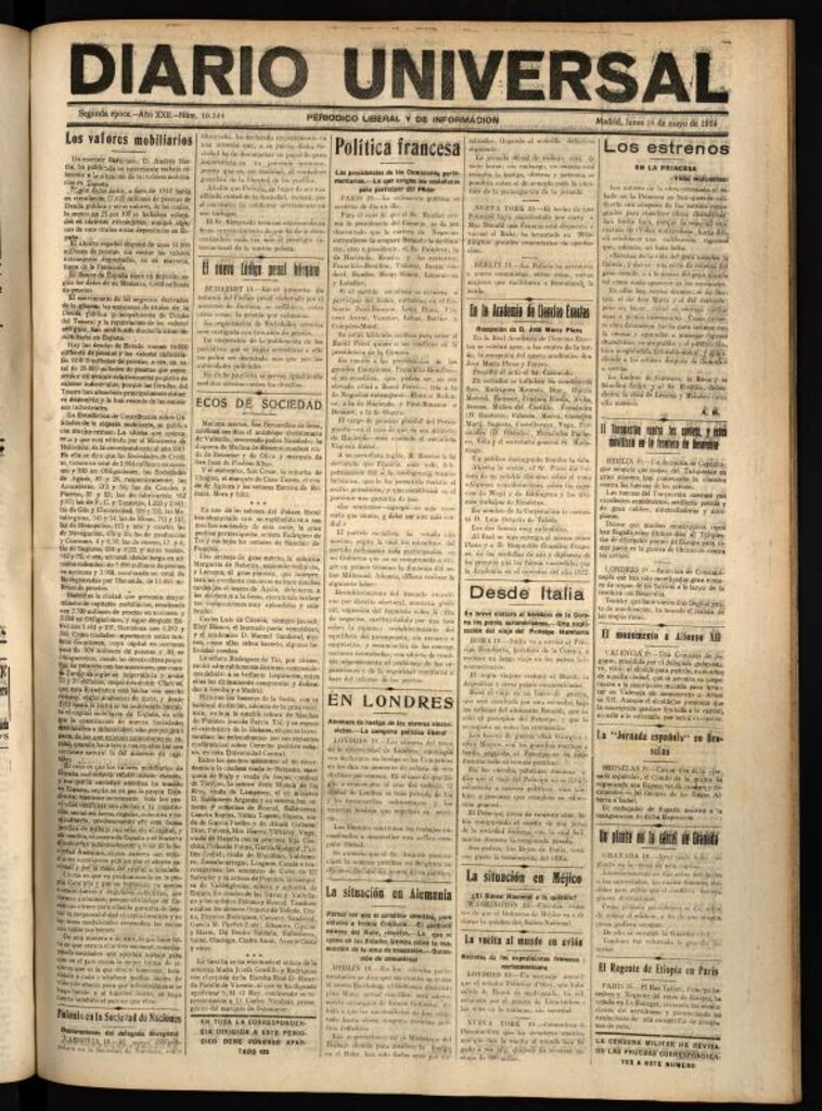 Miniatura de Diario Universal del 19 de mayo de 1924