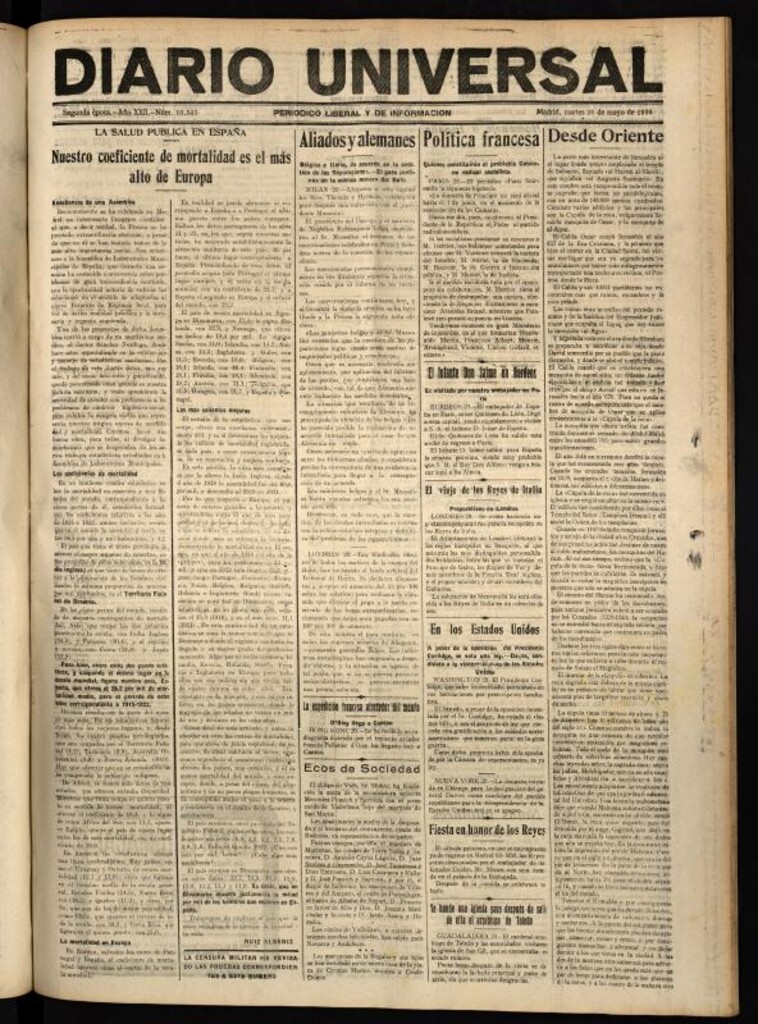 Miniatura de Diario Universal del 20 de mayo de 1924