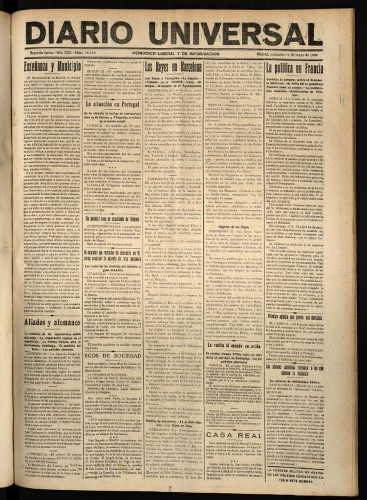 Miniatura de Diario Universal del 21 de mayo de 1924