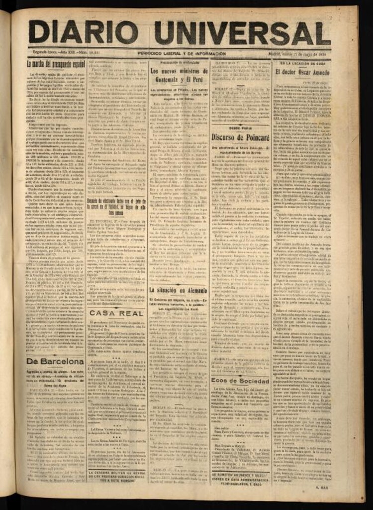 Miniatura de Diario Universal del 27 de mayo de 1924