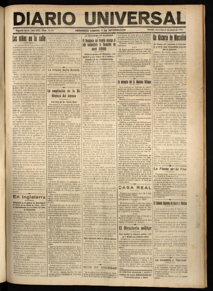 Miniatura de Diario Universal del 28 de mayo de 1924