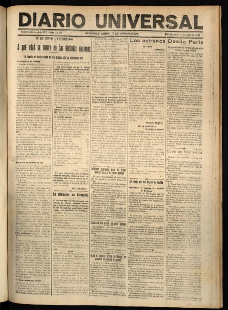 Miniatura de Diario Universal del 29 de mayo de 1924