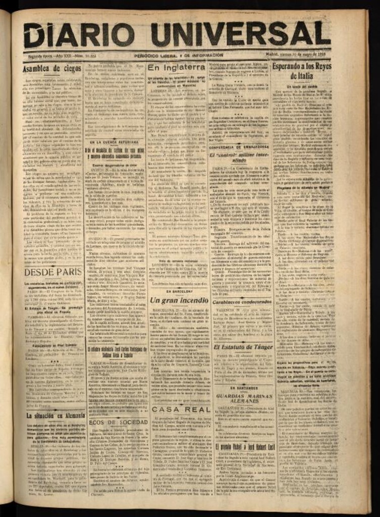 Miniatura de Diario Universal del 30 de mayo de 1924