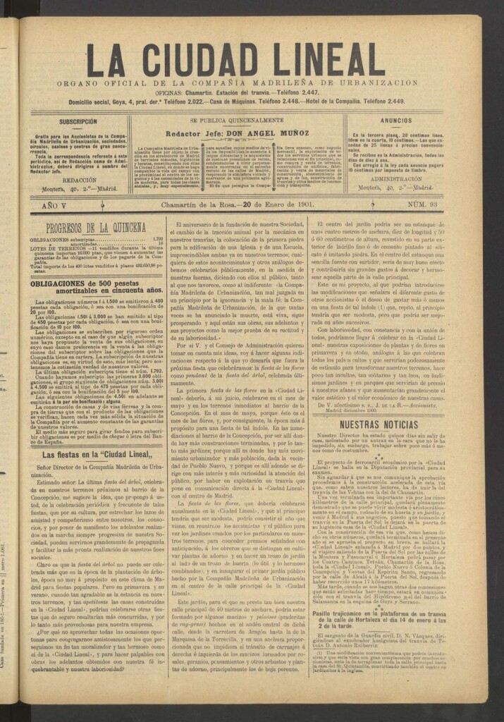 Miniatura de La Ciudad Lineal : órgano oficial de la Compañía Madrileña de Urbanización del 20 de enero de 1901