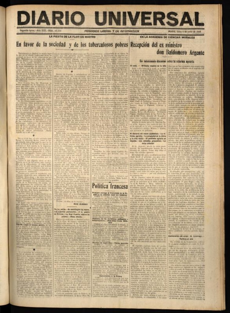 Miniatura de Diario Universal del 2 de junio de 1924