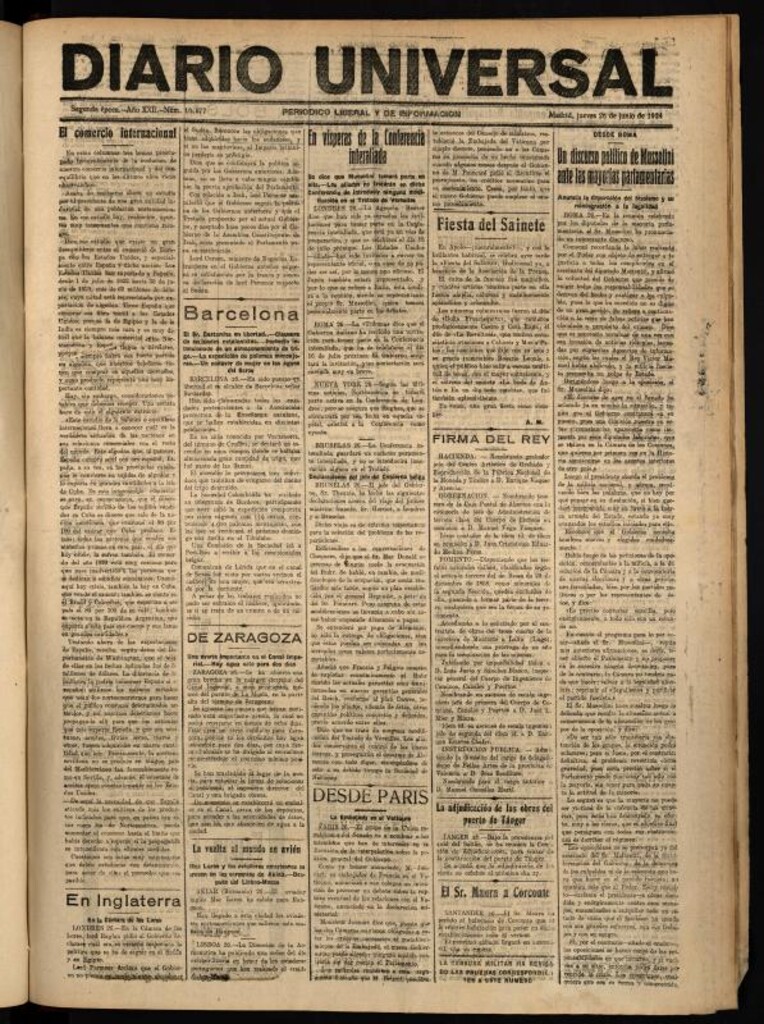 Miniatura de Diario Universal del 26 de junio de 1924