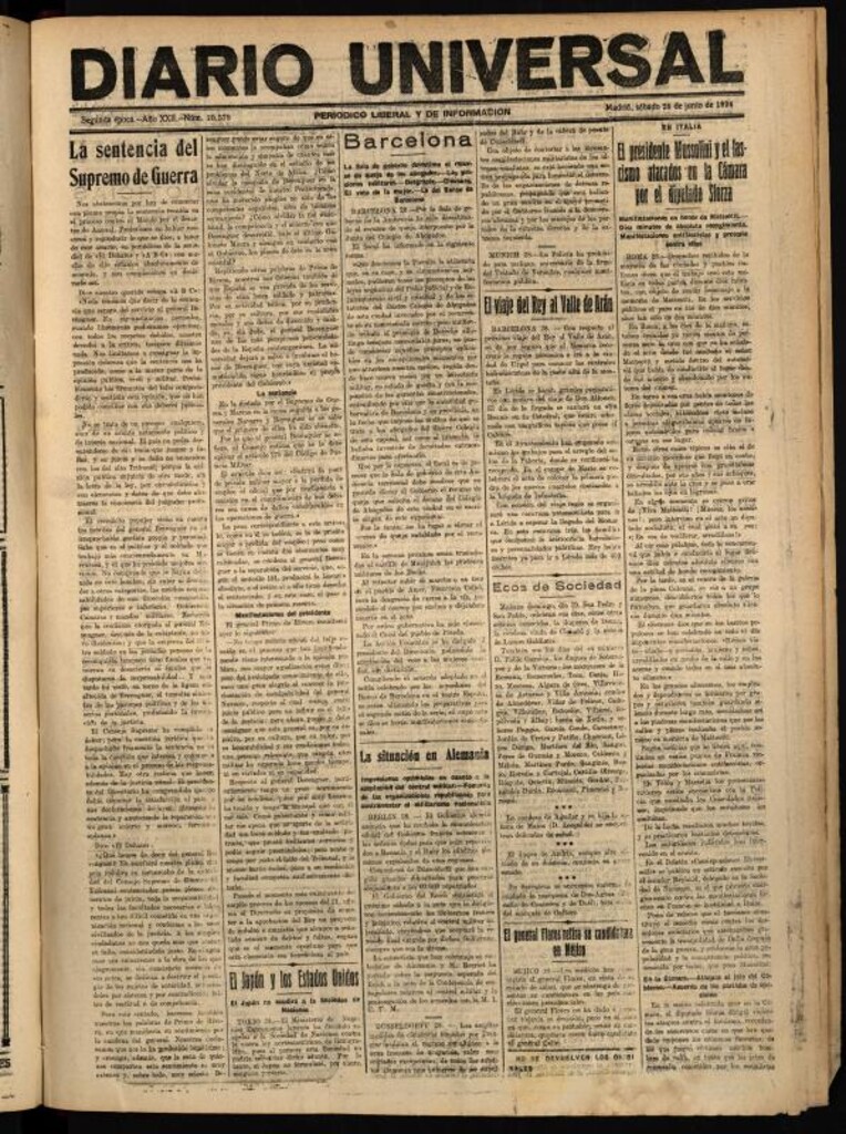 Miniatura de Diario Universal del 28 de junio de 1924