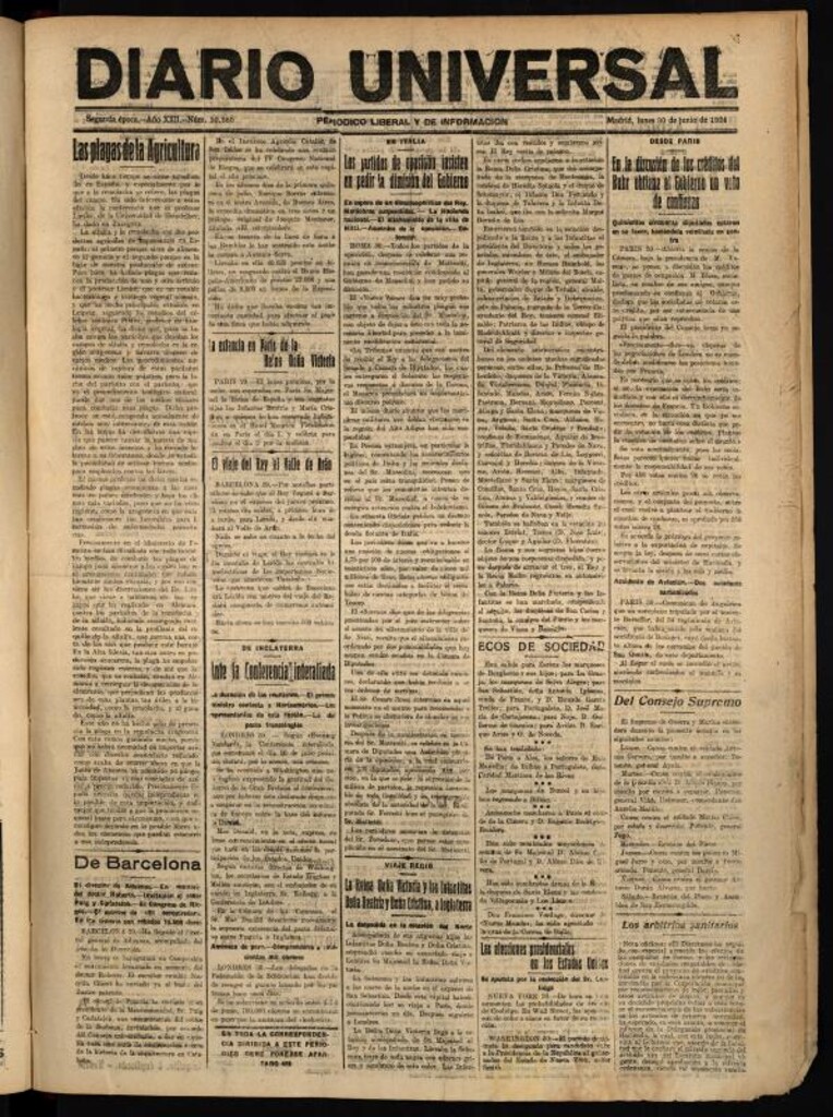 Miniatura de Diario Universal del 30 de junio de 1924