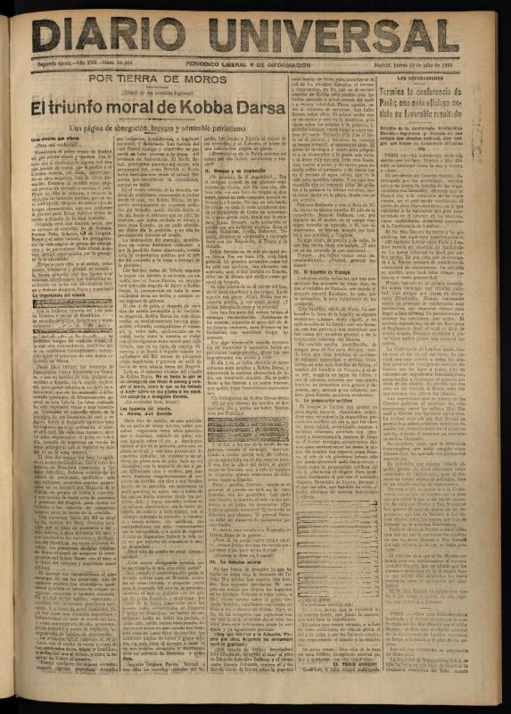 Miniatura de Diario Universal del 10 de julio de 1924