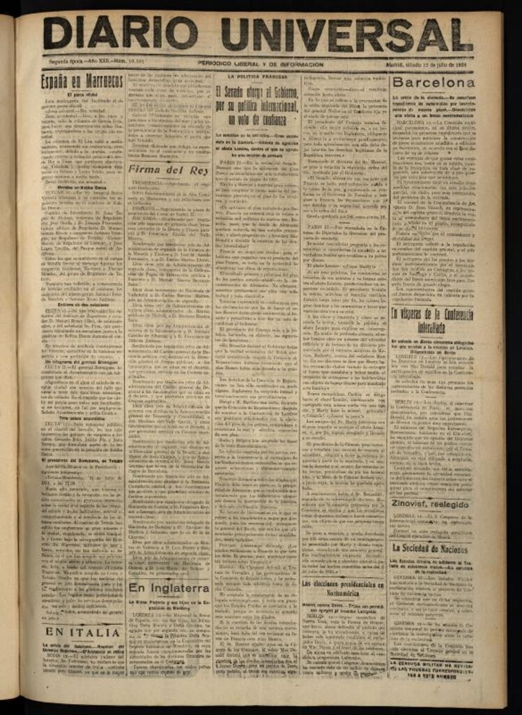 Miniatura de Diario Universal del 12 de julio de 1924