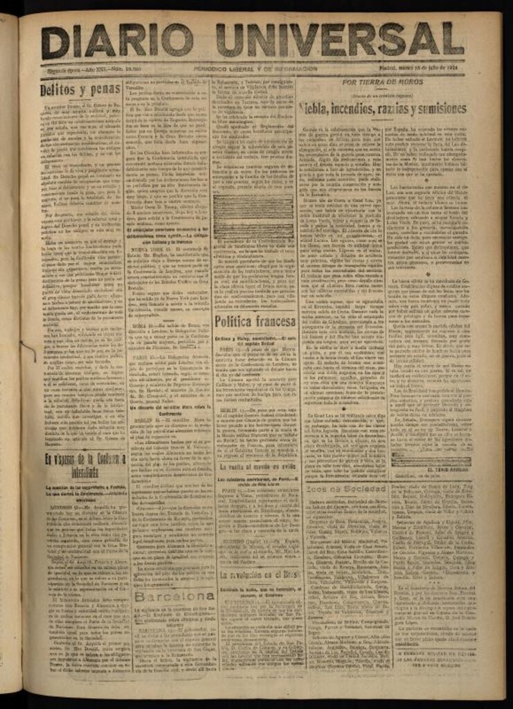 Miniatura de Diario Universal del 15 de julio de 1924