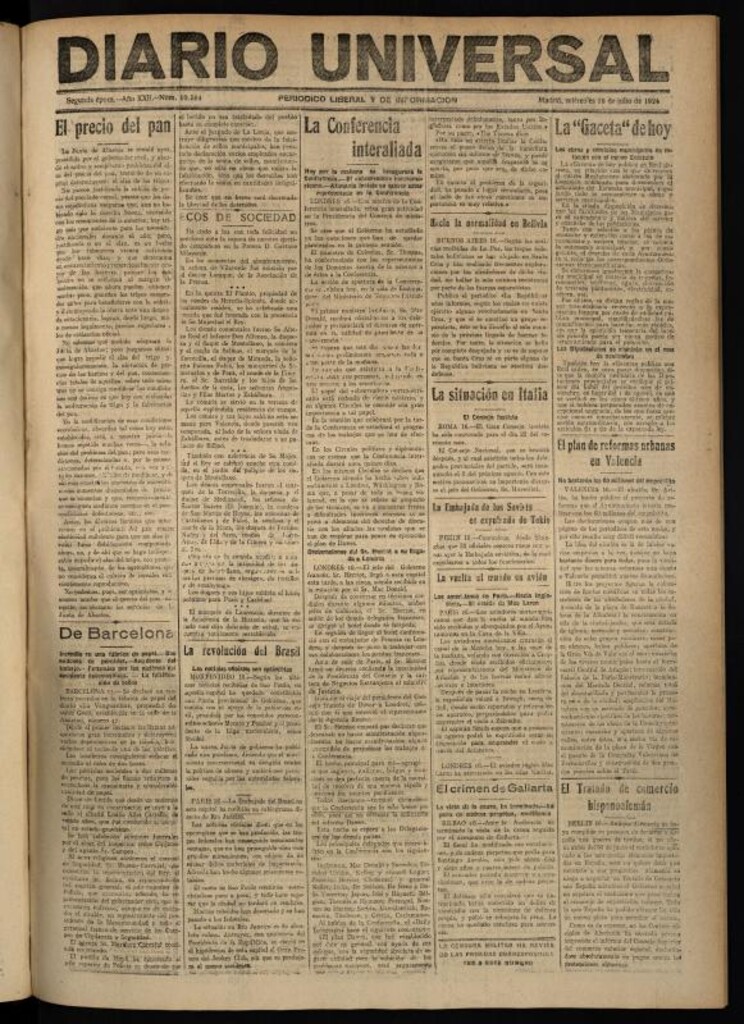 Miniatura de Diario Universal del 16 de julio de 1924