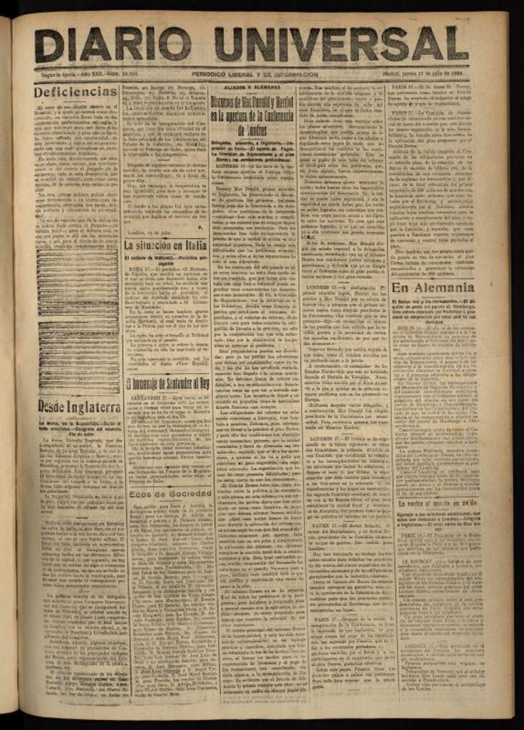 Miniatura de Diario Universal del 17 de julio de 1924