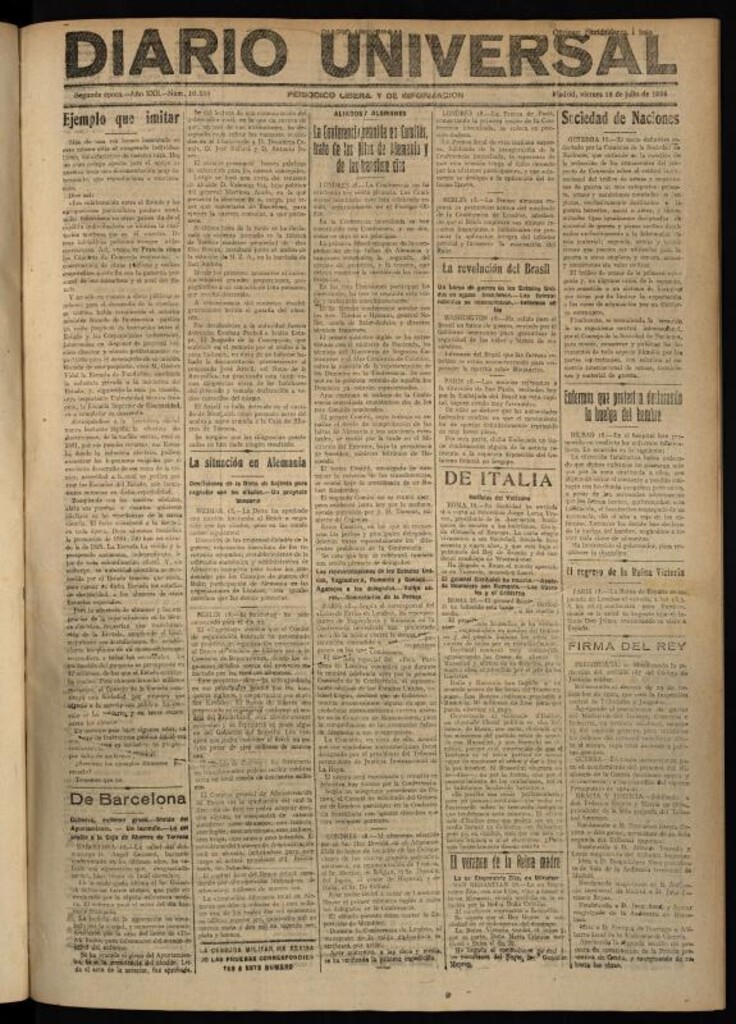 Miniatura de Diario Universal del 18 de julio de 1924