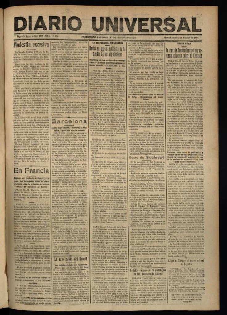 Miniatura de Diario Universal del 22 de julio de 1924