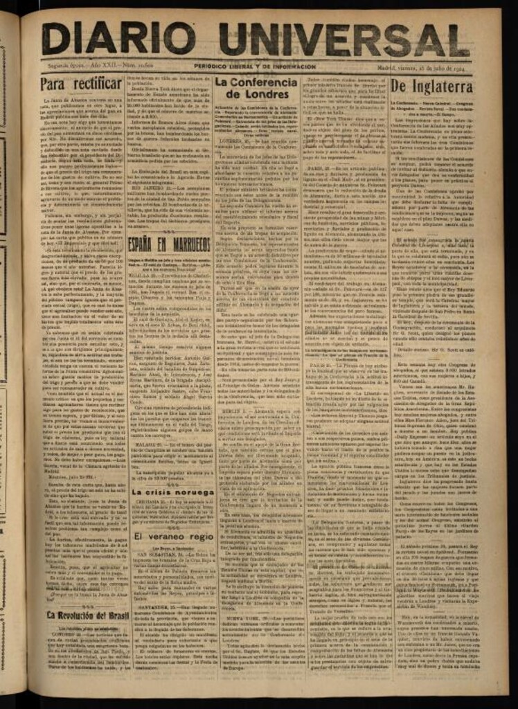 Miniatura de Diario Universal del 25 de julio de 1924