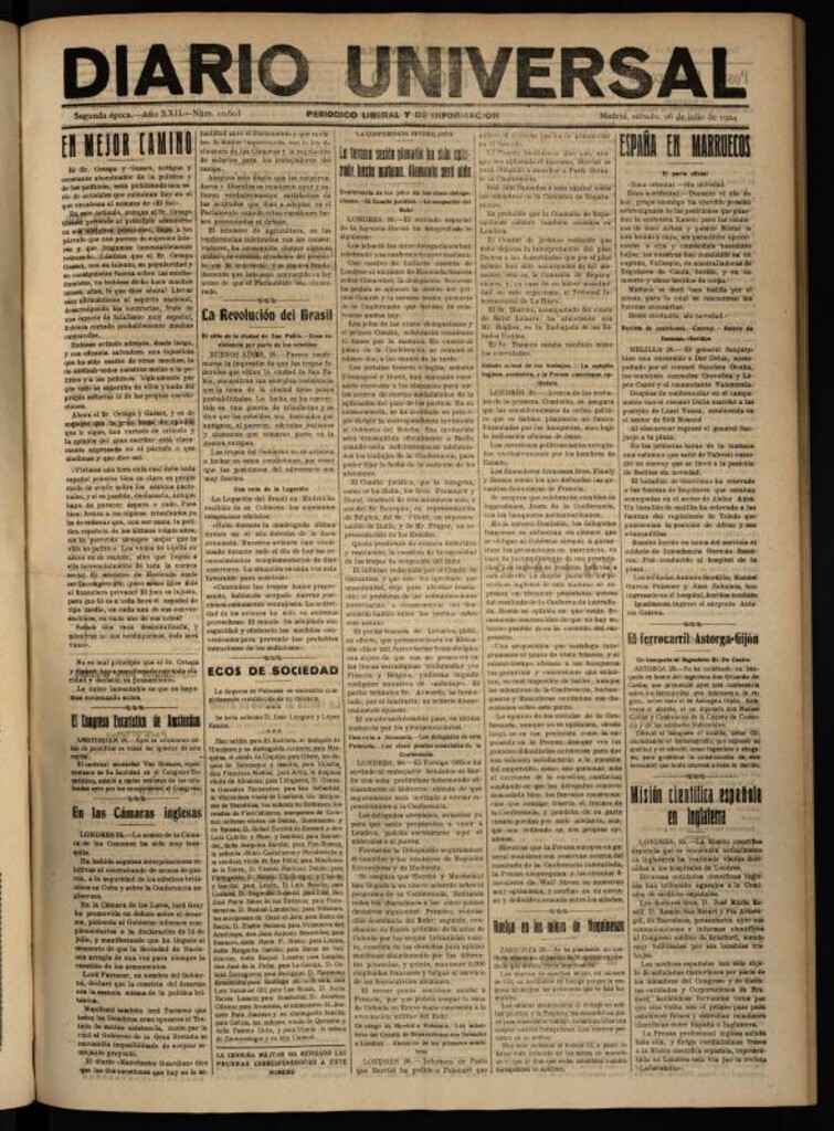 Miniatura de Diario Universal del 26 de julio de 1924