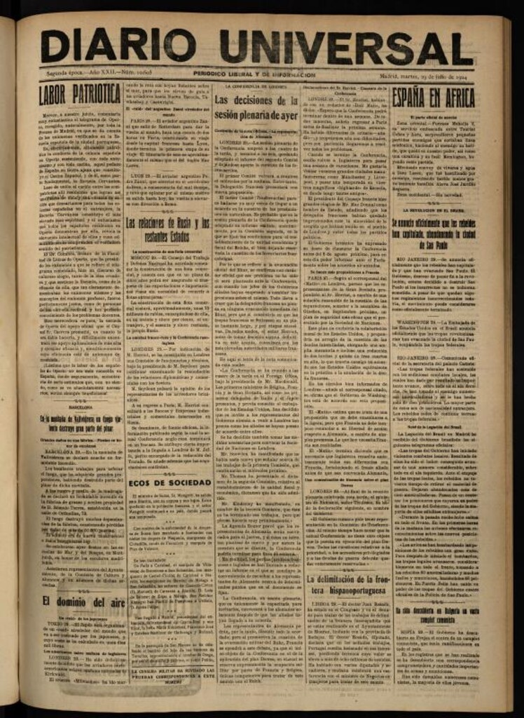 Miniatura de Diario Universal del 29 de julio de 1924