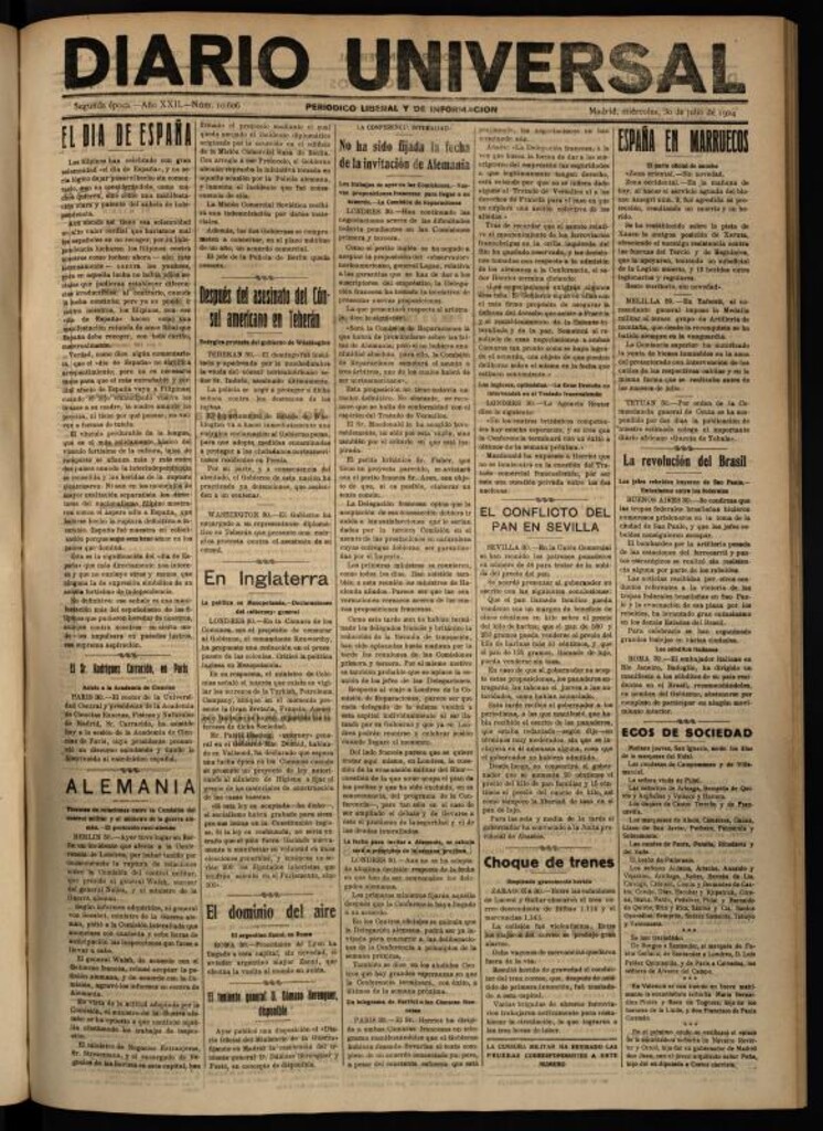 Miniatura de Diario Universal del 30 de julio de 1924