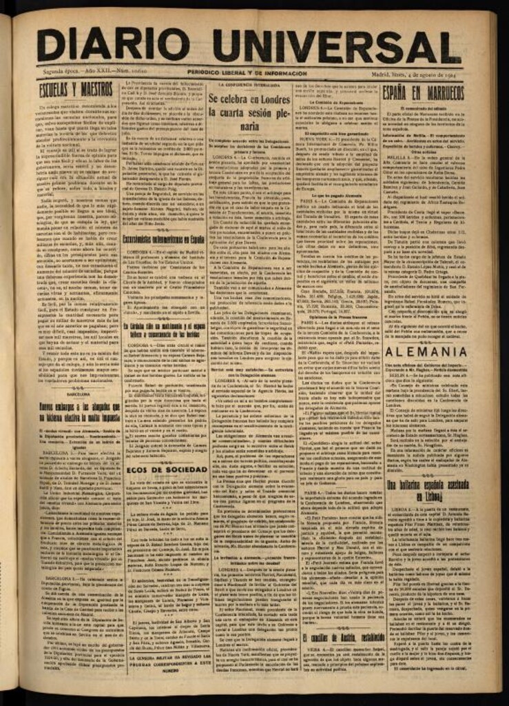 Miniatura de Diario Universal del 4 de agosto de 1924