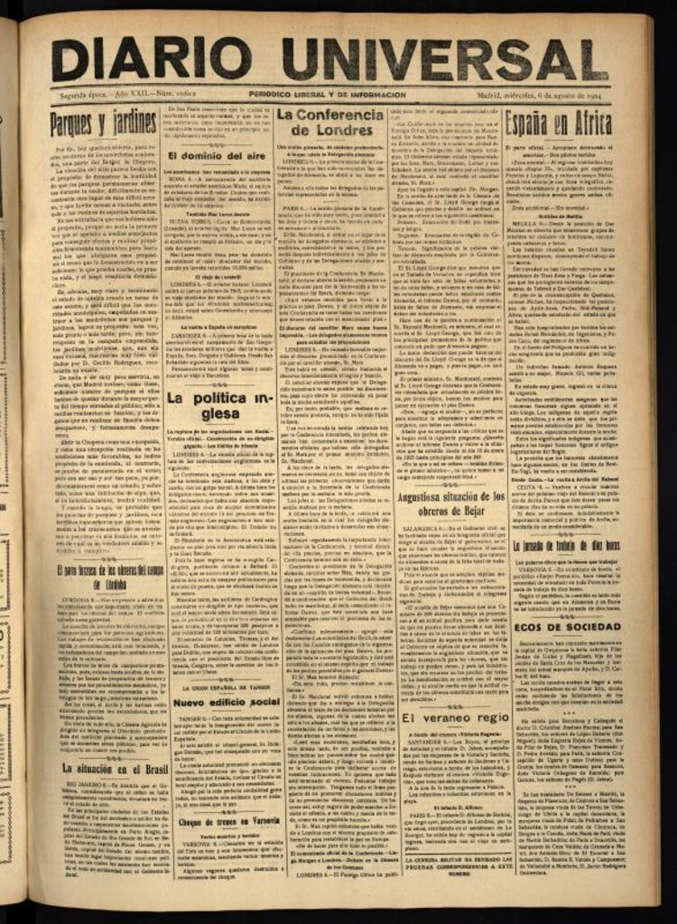 Miniatura de Diario Universal del 6 de agosto de 1924