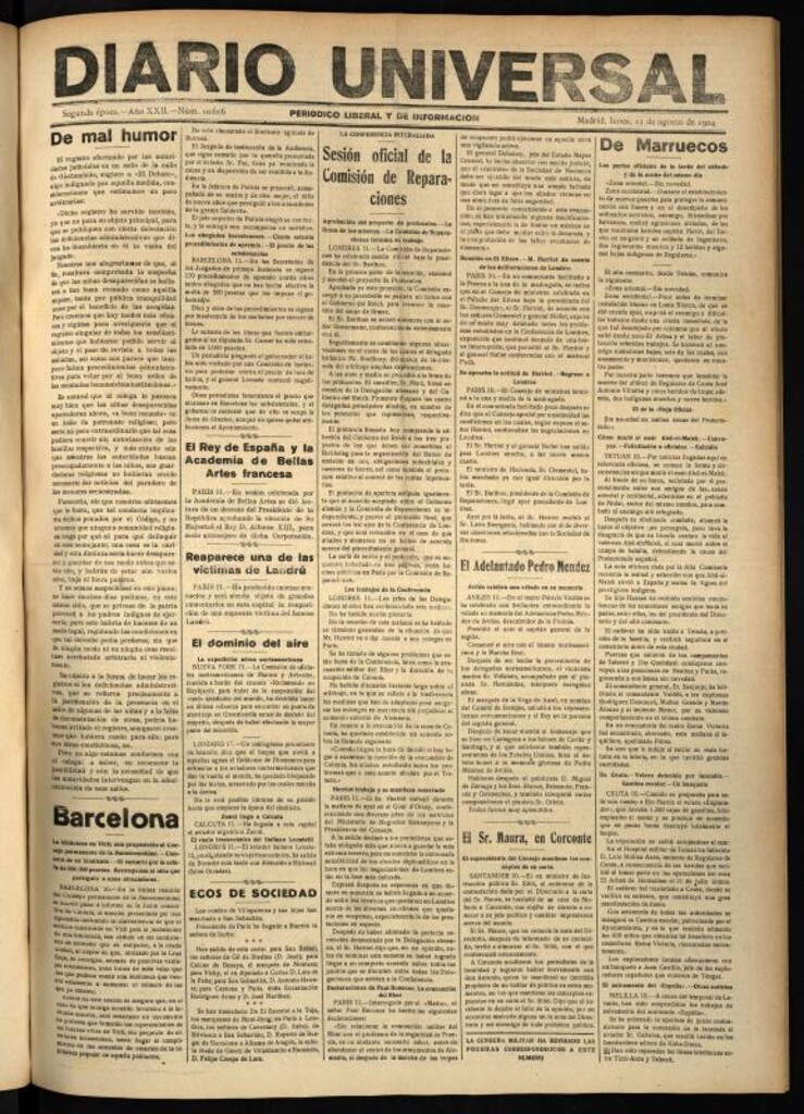 Miniatura de Diario Universal del 11 de agosto de 1924