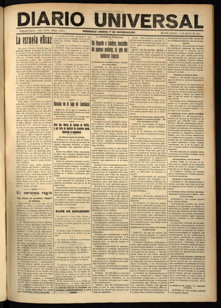 Miniatura de Diario Universal del 12 de agosto de 1924
