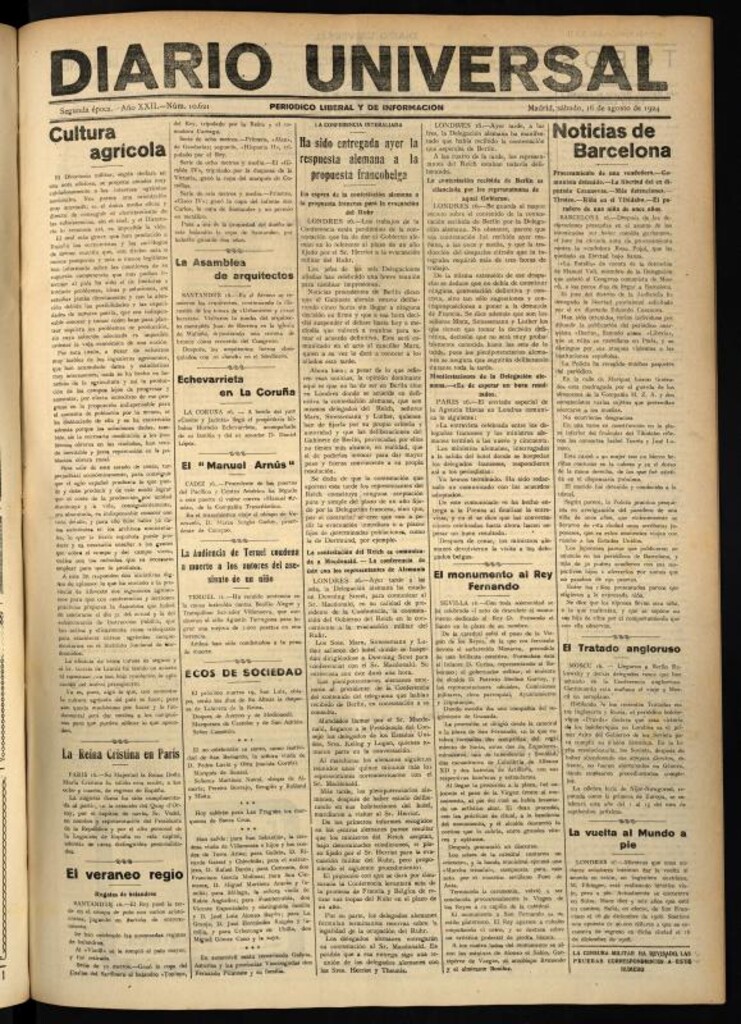 Miniatura de Diario Universal del 16 de agosto de 1924