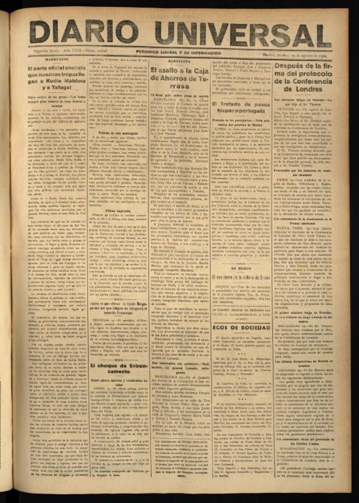 Miniatura de Diario Universal del 19 de agosto de 1924