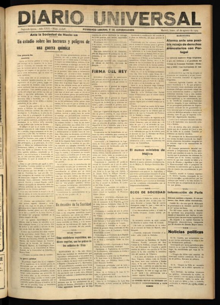 Miniatura de Diario Universal del 25 de agosto de 1924