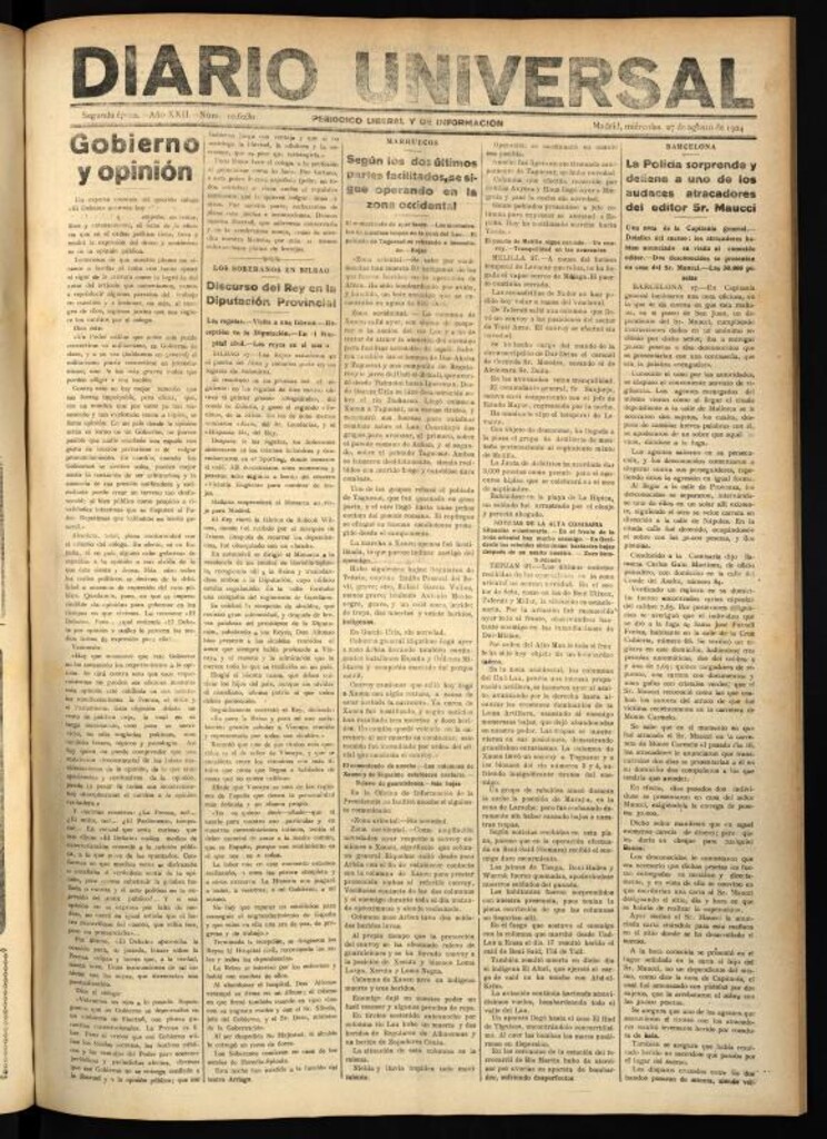 Miniatura de Diario Universal del 27 de agosto de 1924