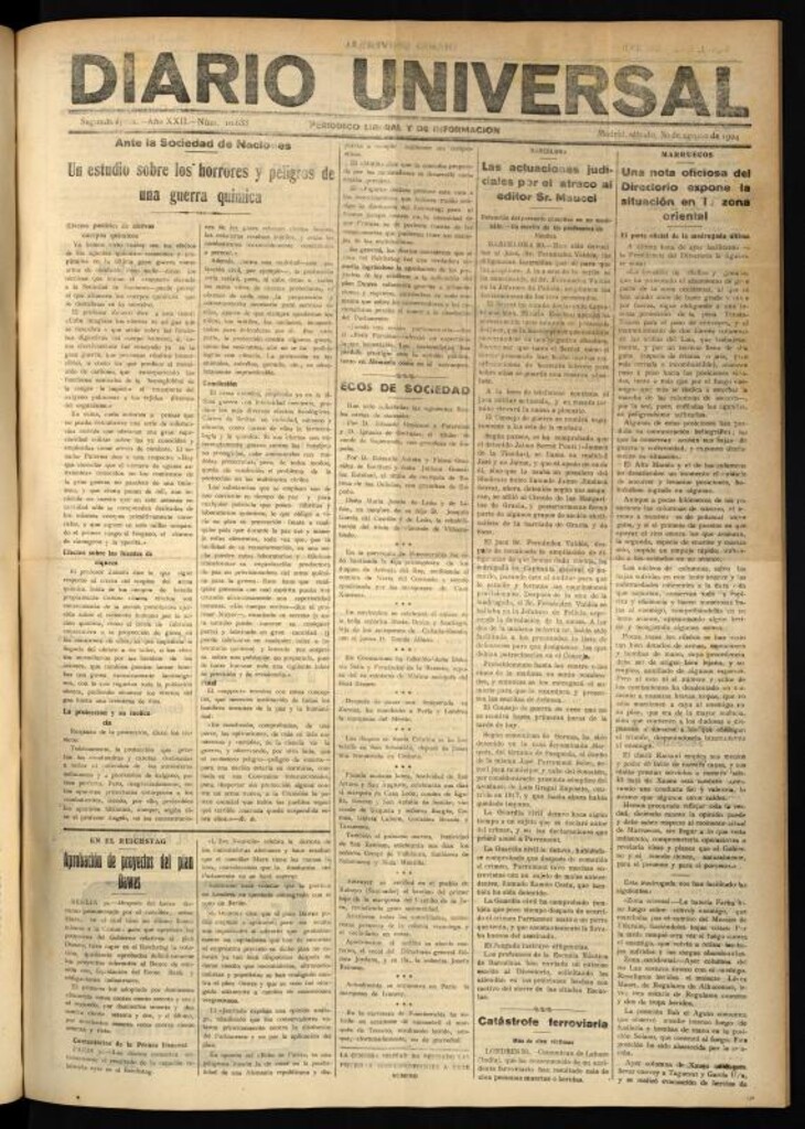 Miniatura de Diario Universal del 30 de agosto de 1924