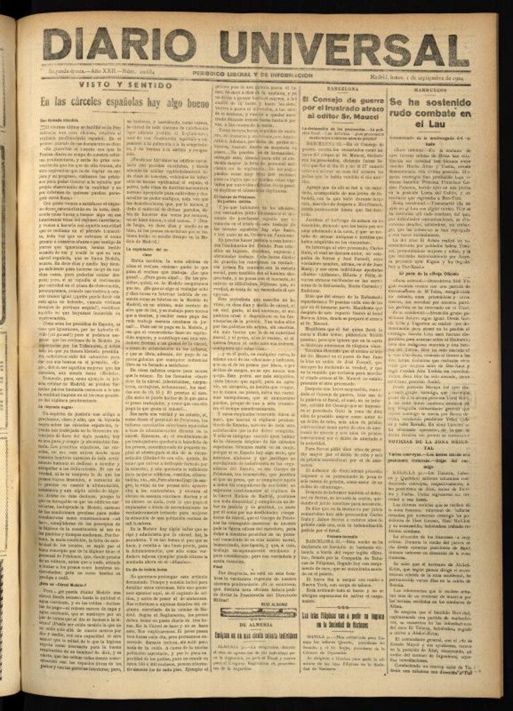 Miniatura de Diario Universal del 1 de septiembre de 1924