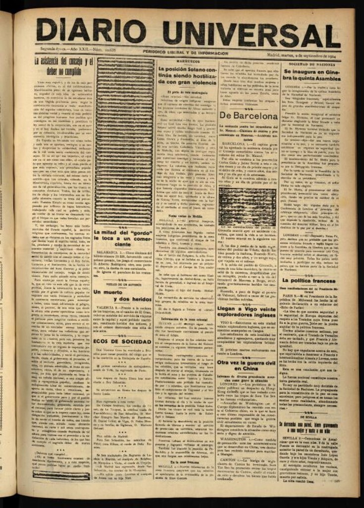 Miniatura de Diario Universal del 2 de septiembre de 1924
