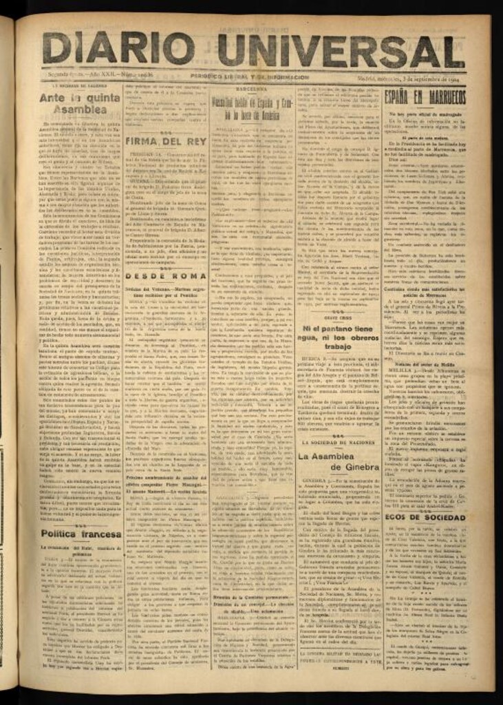 Miniatura de Diario Universal del 3 de septiembre de 1924