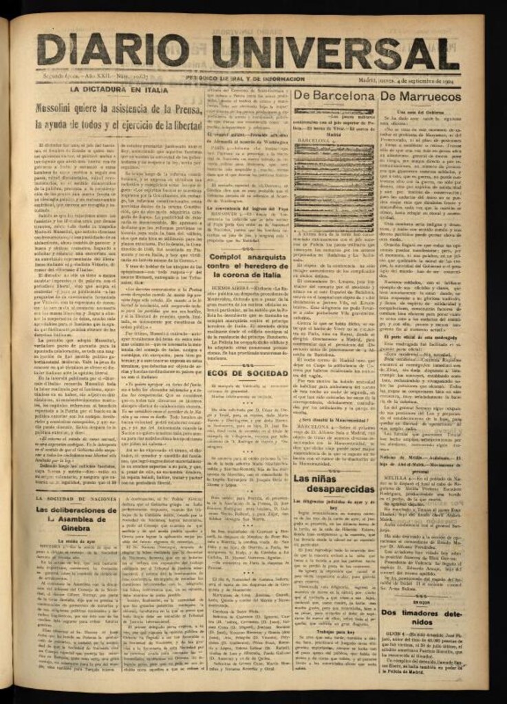 Miniatura de Diario Universal del 4 de septiembre de 1924