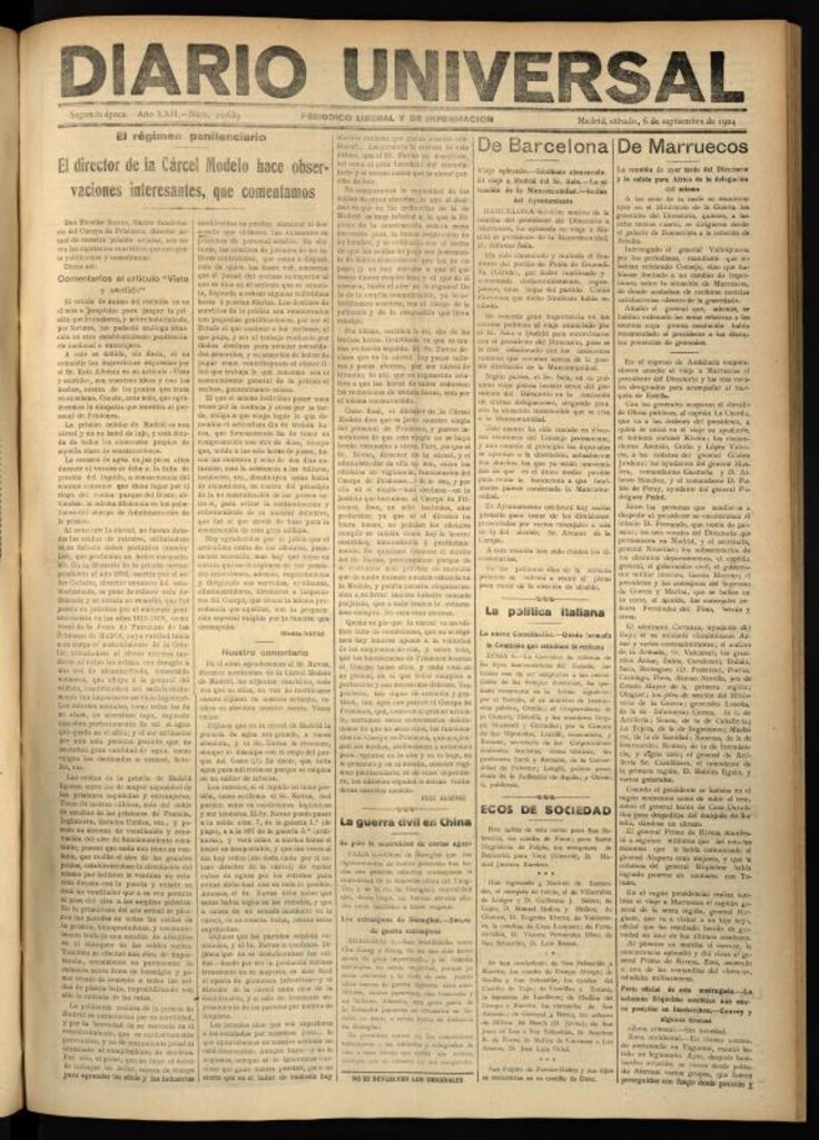 Miniatura de Diario Universal del 6 de septiembre de 1924
