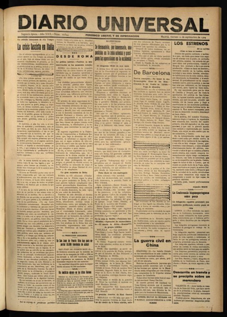 Miniatura de Diario Universal del 12 de septiembre de 1924