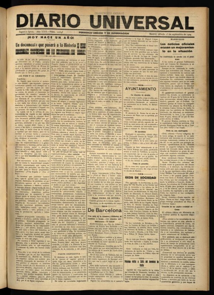 Miniatura de Diario Universal del 13 de septiembre de 1924