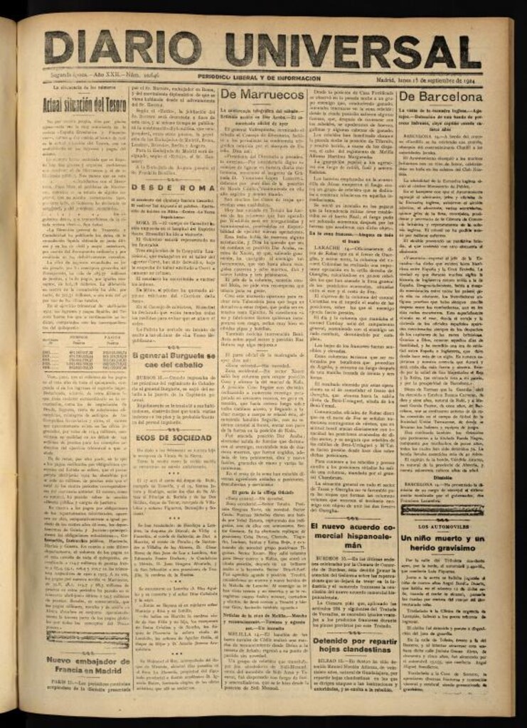 Miniatura de Diario Universal del 15 de septiembre de 1924
