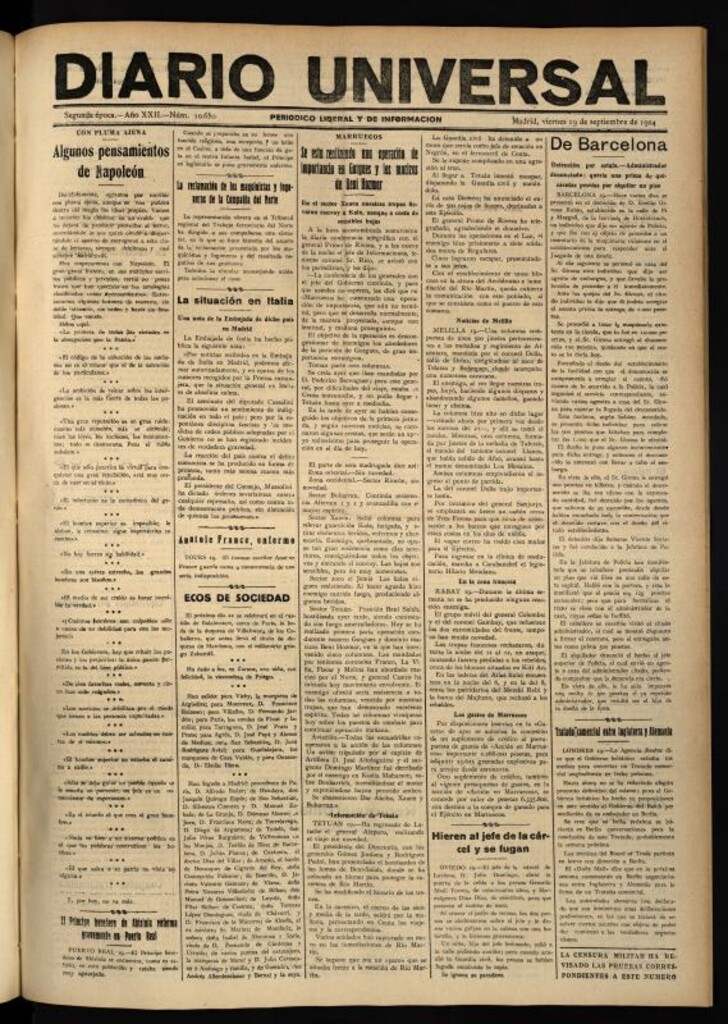Miniatura de Diario Universal del 19 de septiembre de 1924