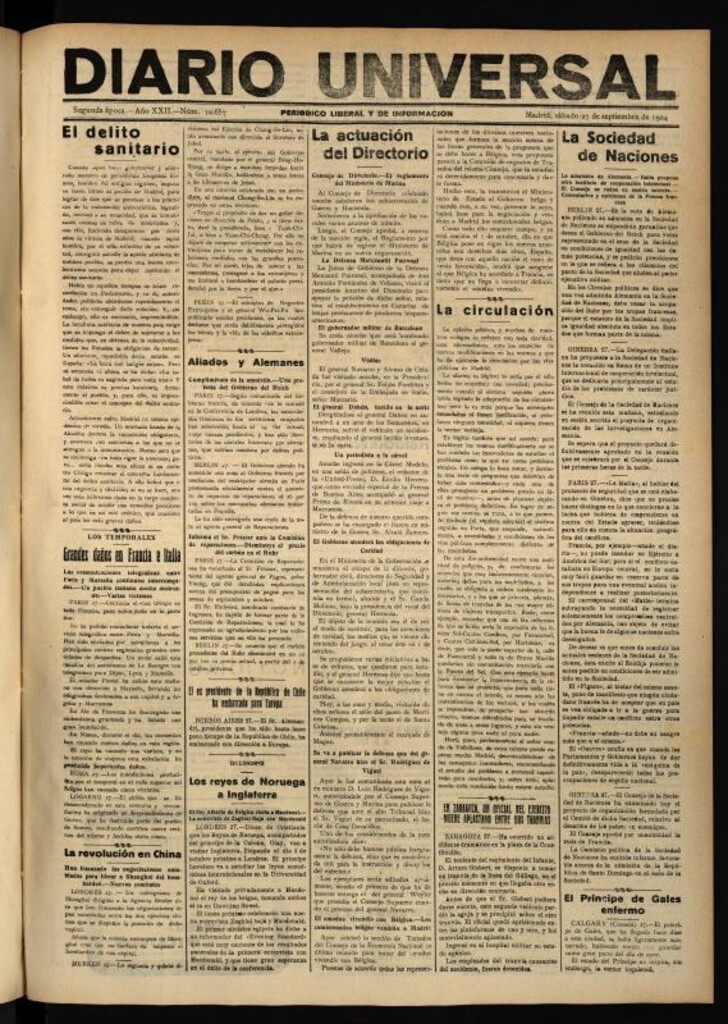 Miniatura de Diario Universal del 27 de septiembre de 1924