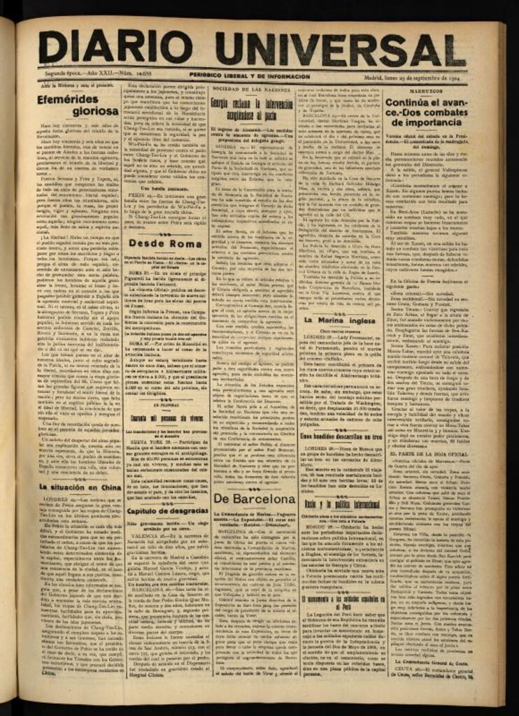Miniatura de Diario Universal del 29 de septiembre de 1924