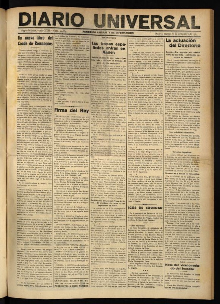 Miniatura de Diario Universal del 30 de septiembre de 1924