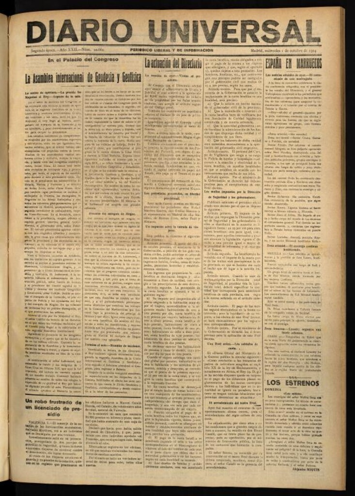 Miniatura de Diario Universal del 1 de octubre de 1924