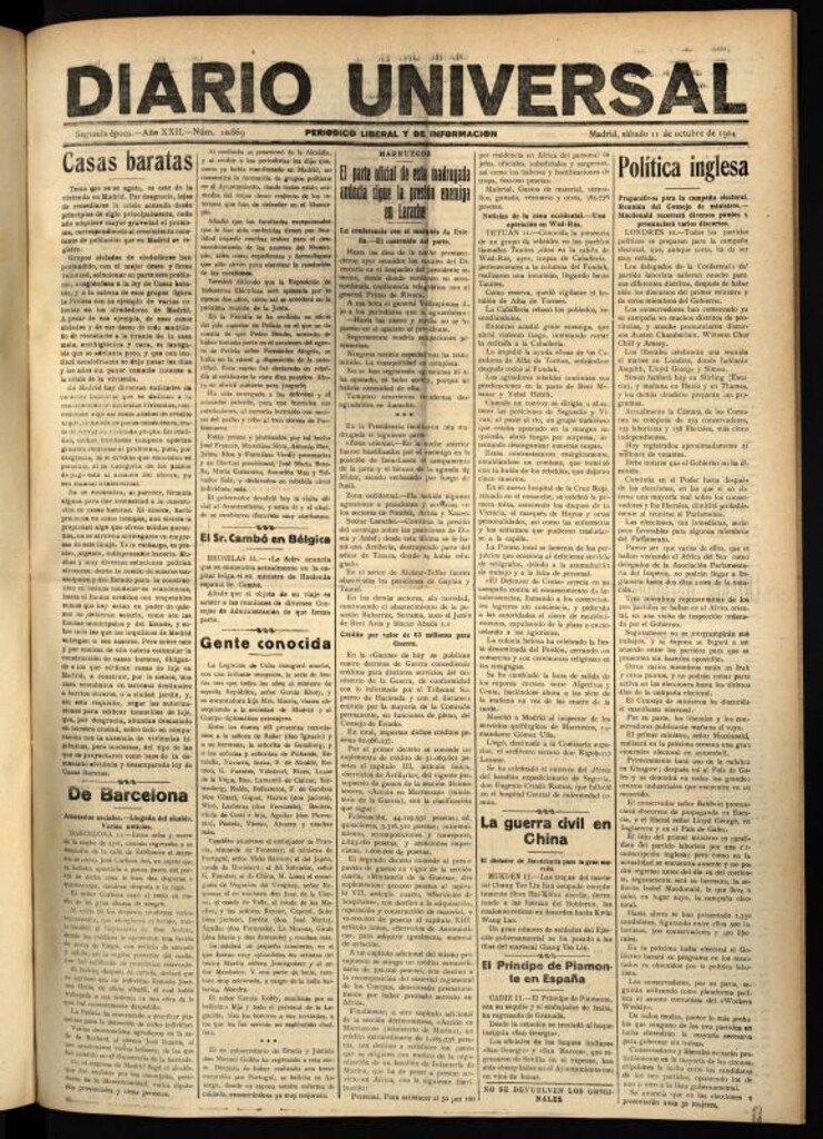 Miniatura de Diario Universal del 11 de octubre de 1924