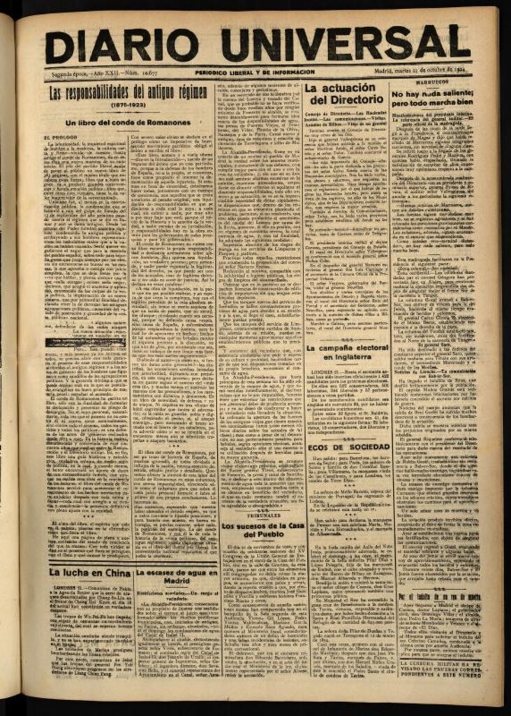Miniatura de Diario Universal del 21 de octubre de 1924
