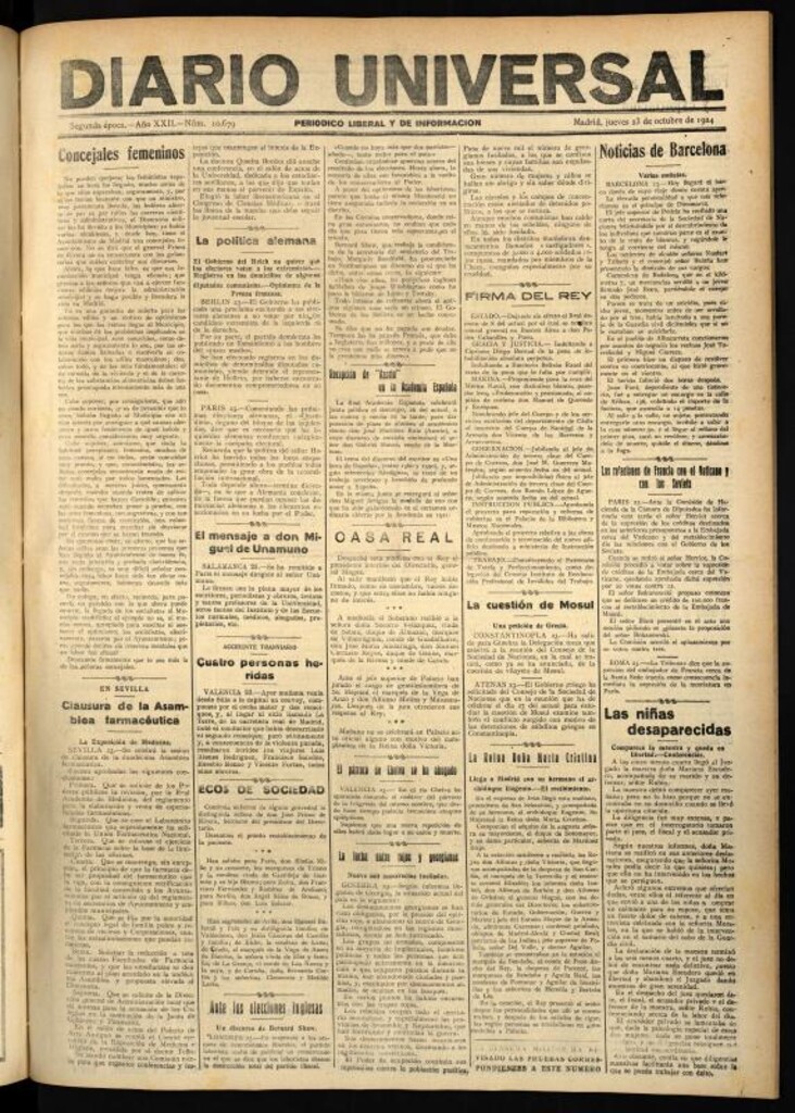 Miniatura de Diario Universal del 23 de octubre de 1924