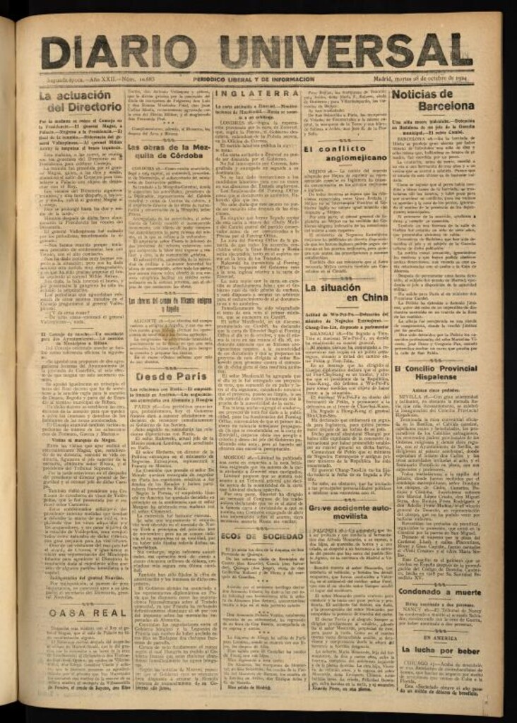 Miniatura de Diario Universal del 28 de octubre de 1924