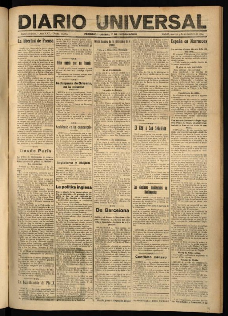 Miniatura de Diario Universal del 4 de noviembre de 1924